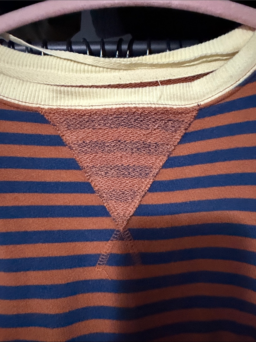 Free People Striped Crewneck in Rust, Navy & Yellow Trim - Picture 3 of 5